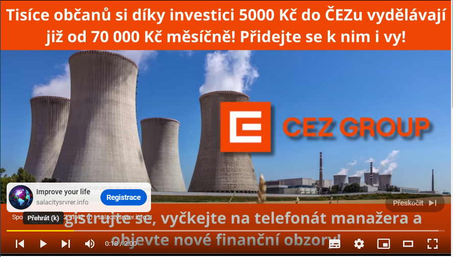 Reklama propagující podvodnou investici do ČEZu